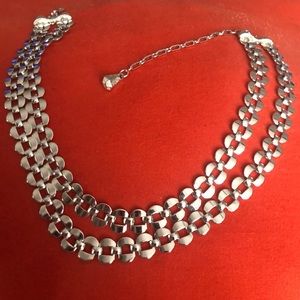 17 inch Vintage Coro Two Strand Heavy Metal Necklace